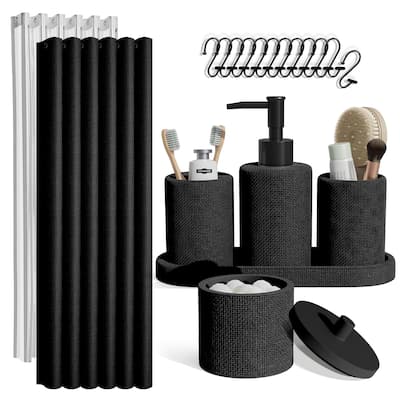 Clara Clark Complete Bathroom Accessories Set Shower Curtain, Bath Rugs & Shower Caddies