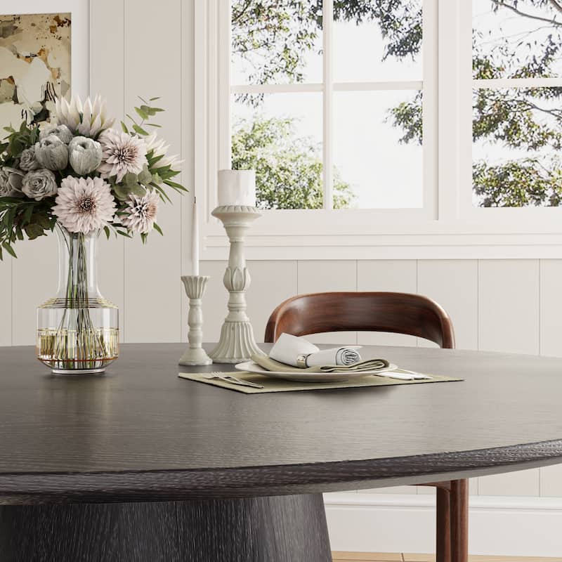Black Style Round Dining Table for 4-6 Meeting Party Restaurant