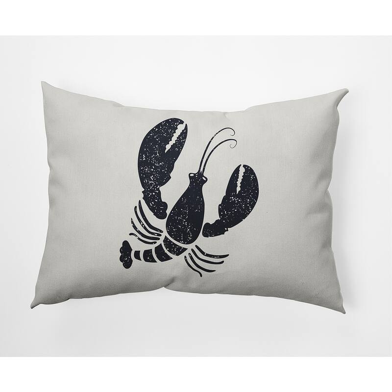 Lobster Nautical Indoor/Outdoor Throw Pillow - Shark Blue - 14" x 20"