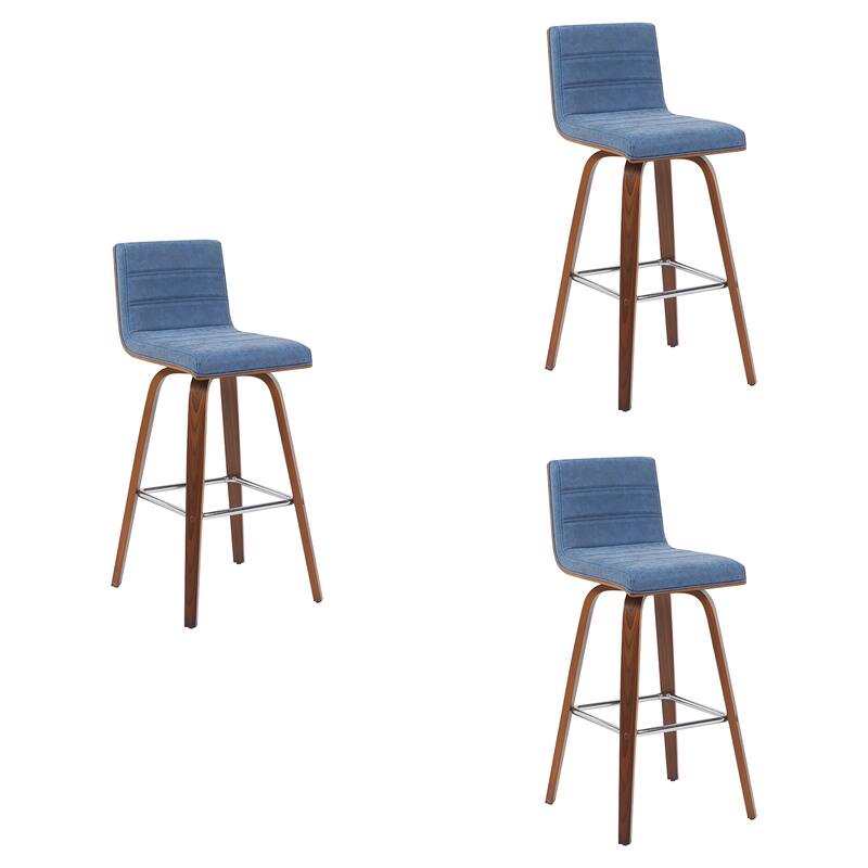 Skara Swivel Bar Stool, Upholstered Bar Height Chair with Bentwood Frame