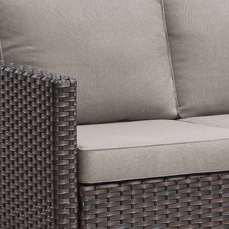 Pocassy Outdoor 3-Seat Sofa Ottomans Set of 3