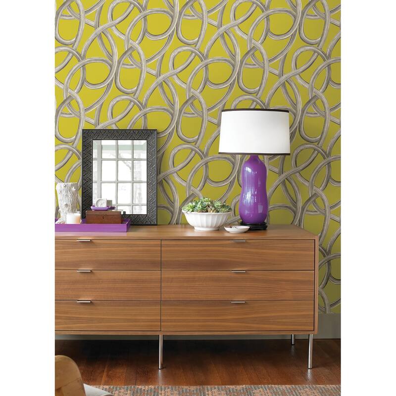 Calix Chartreuse Twisted Geo Wallpaper