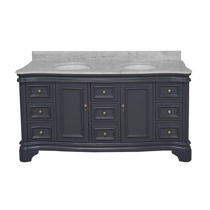 KitchenBathCollection Katherine 72" Double Bathroom Vanity with Carrara Marble Top