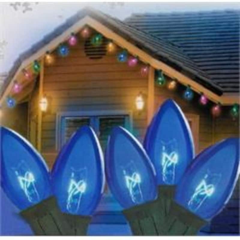 25-Count Blue C7 Christmas Light Set 24ft Green Wire - 24'