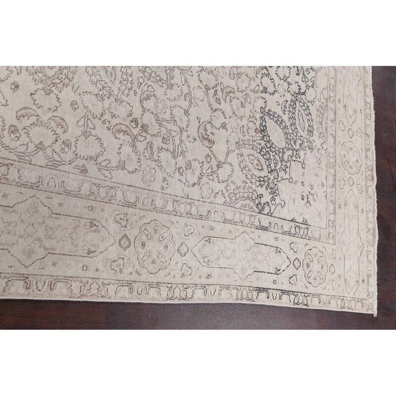 CLEARANCE Distressed Muted Tabriz Persian Wool Area Rug Handmade - 6'9" x 9'10"