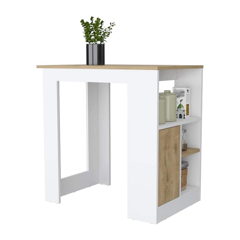 Kitchen Island with Open Compartment and Cabinet