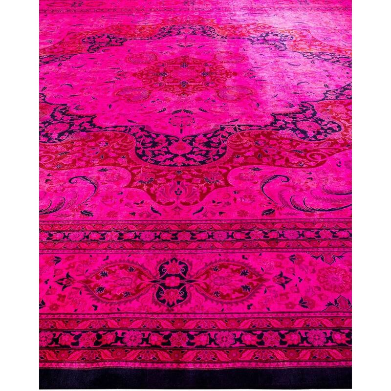 Overdyed, One-of-a-Kind Hand-Knotted Area Rug - Pink - 12' 1" x 18' 0"