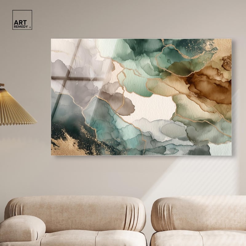 Golden Estuary II Acrylic by Art Remedy, Ready to Hang
