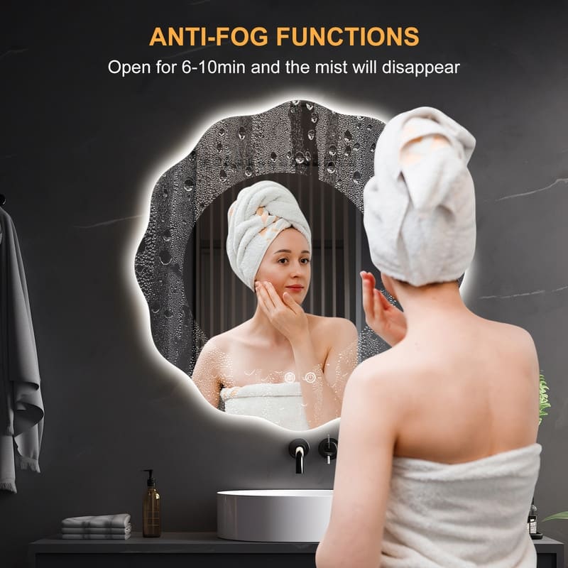 Adjustable LED Flower Shaped Bathroom Mirror