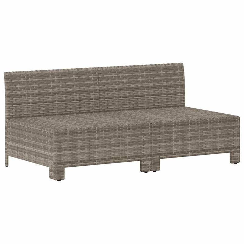 vidaXL 2-Seater Patio Sofa with Cushions Gray Poly Rattan