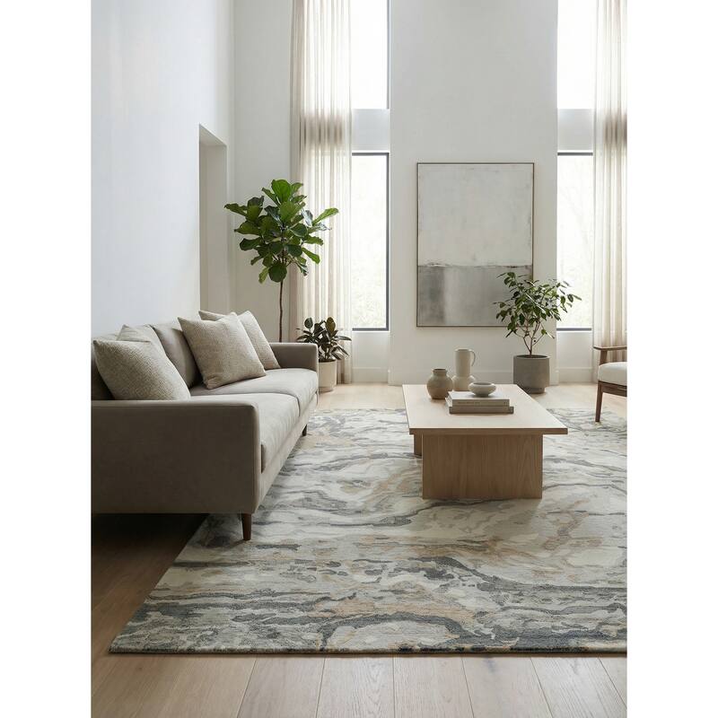 Cortero Handmade Hand Tufted New Zealand Wool Gray/Ivory Area Rug.