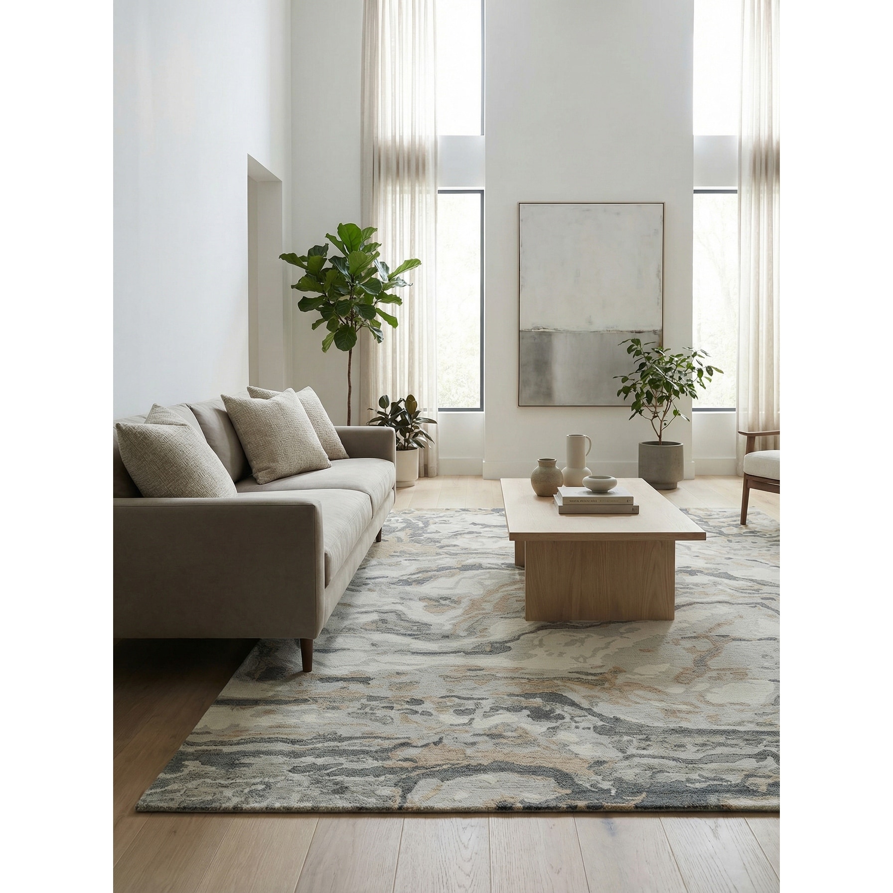 Cortero Handmade Hand Tufted New Zealand Wool Gray/Ivory Area Rug.