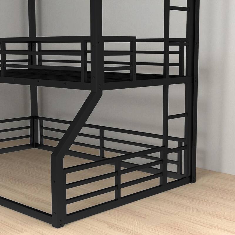 Metal Triple Bunk Bed Twin over Twin over Full with Safety Guardrails, Noise-Free Frame, Heavy-Duty Design