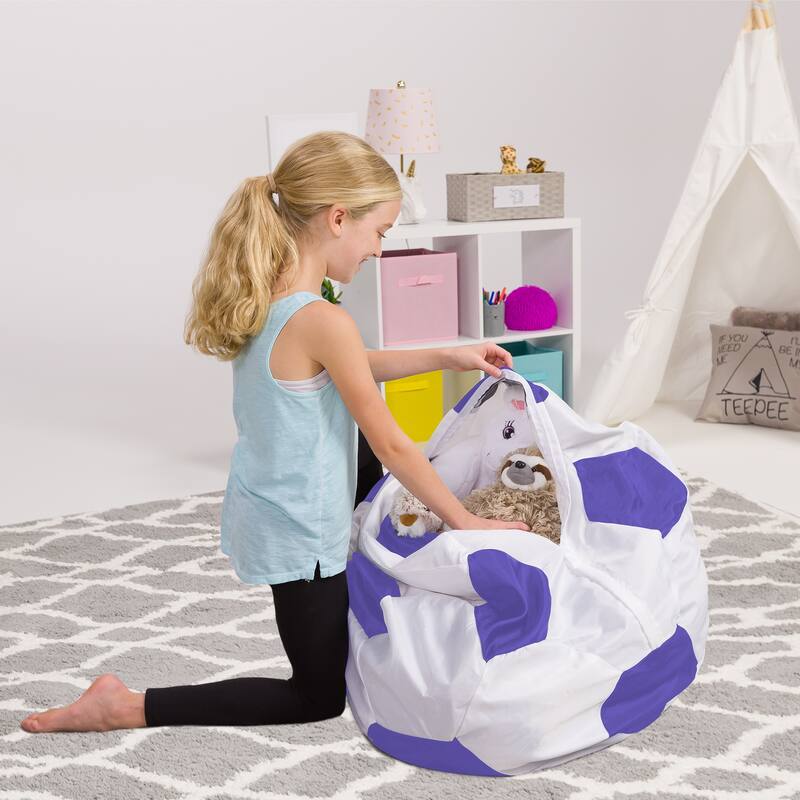 Kids Bean Bag Chair Cover Stuffed Animal Storage or Toy Organizer