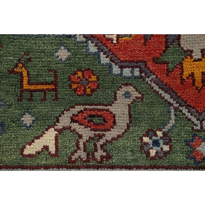 Animals Design Heriz Serapi Indian Area Rug Handmade Wool Carpet - 7'11" x 9'11"