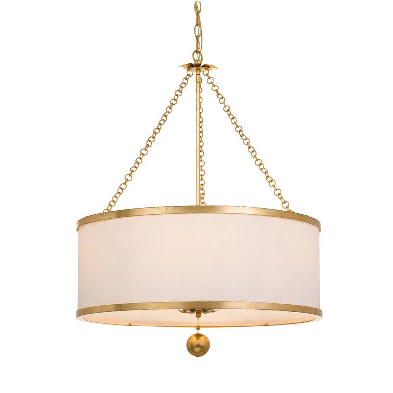 Crystorama Lighting Group Broche 6 Light 24" Wide Wrought Iron Drum - Antique Gold