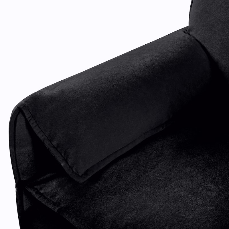 Chenille Modular Armchair with Storage Pockets & Toss Pillow