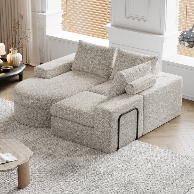 99-Inch Chenille Cloud Curved Sectional Sofa with Chaise, L-Shaped Modern Boneless Couch with Deep Seats,Sectional Sofa