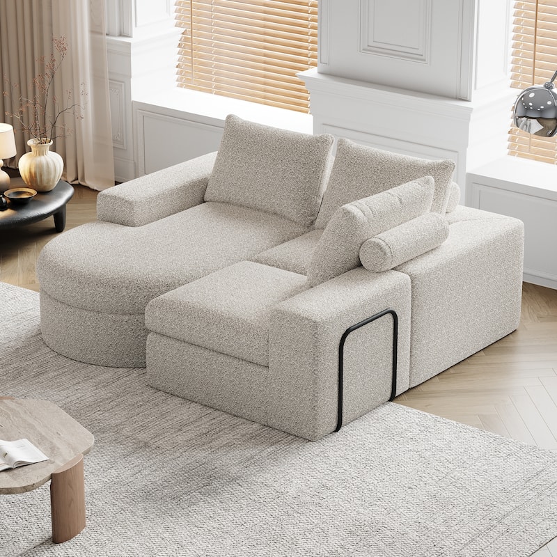 Roomfitters 99" Modern Chenille Cloud Curved Sectional Sofa with Chaise, L-Shaped Couch, for Living Room or Apartment
