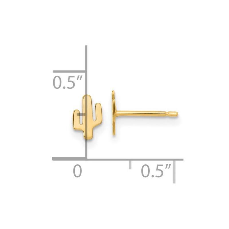 Curata 14k Yellow Gold Polished Cactus Post Earrings - 6.4x4.25mm