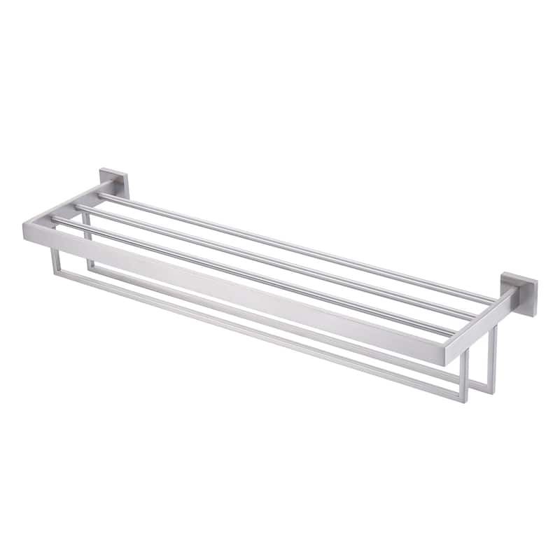 WOWOW 2-Tier Stainless Steel Bath Towel Rack - 32 in. - Brushed Nickel