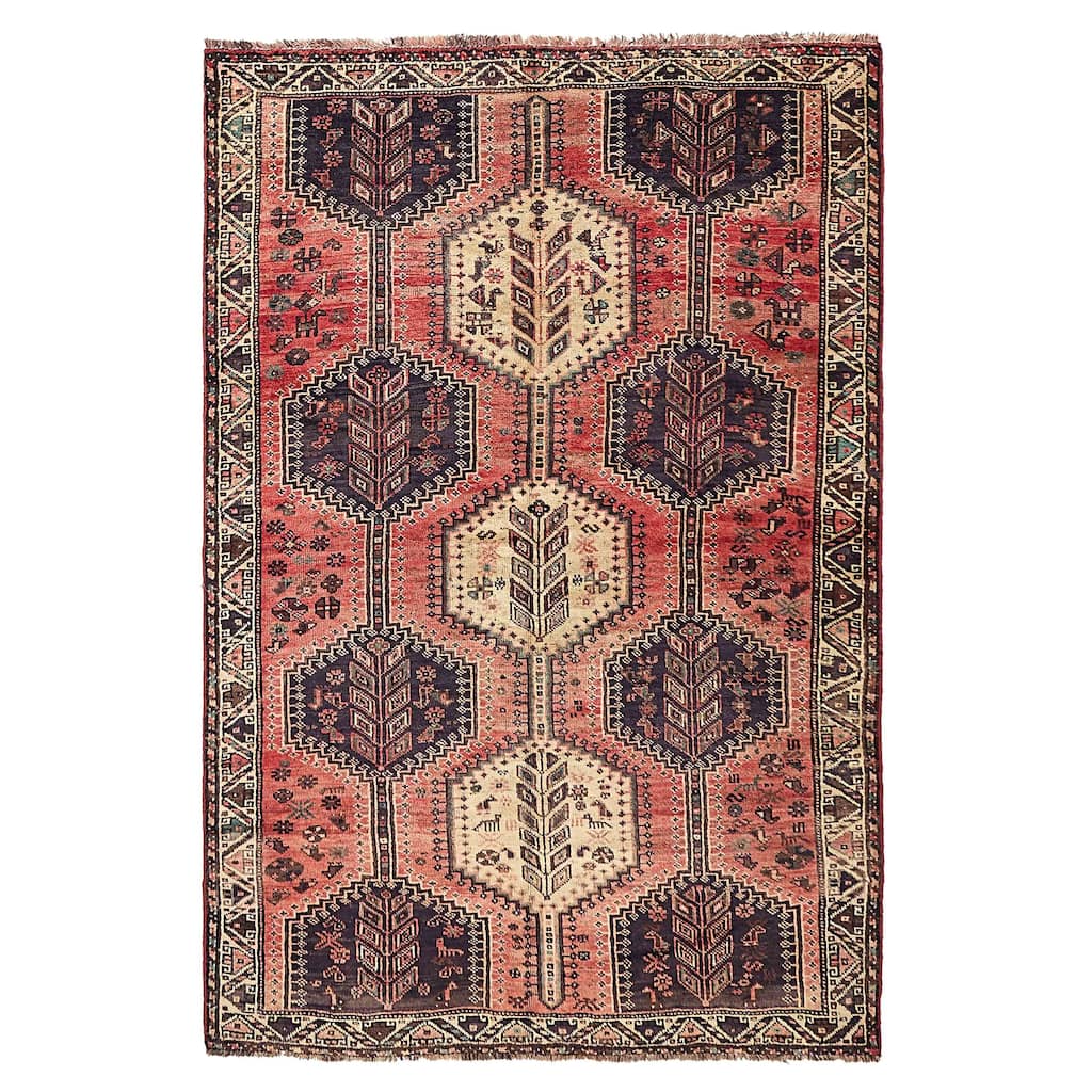 ECARPETGALLERY Hand-knotted Melis Vintage Light Red Wool Rug - 5'4 x 7'11