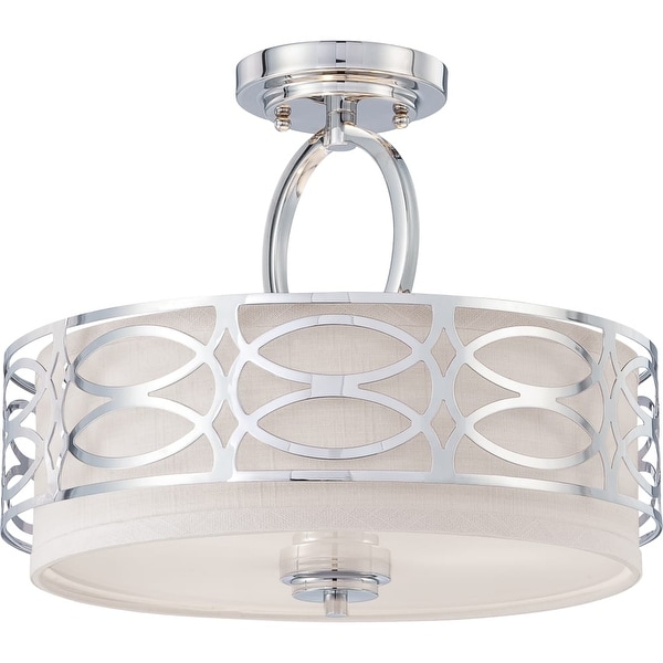 Nuvo Lighting 60/4629 Harlow 3-Light 15" Wide Semi-Flush Drum Ceiling Fixture - Polished Nickel - n/a