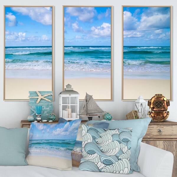 Tropical Beach Wall Art Canvas Print - Serene Ocean  Serene Tropical Beach Canvas Art display picture 1