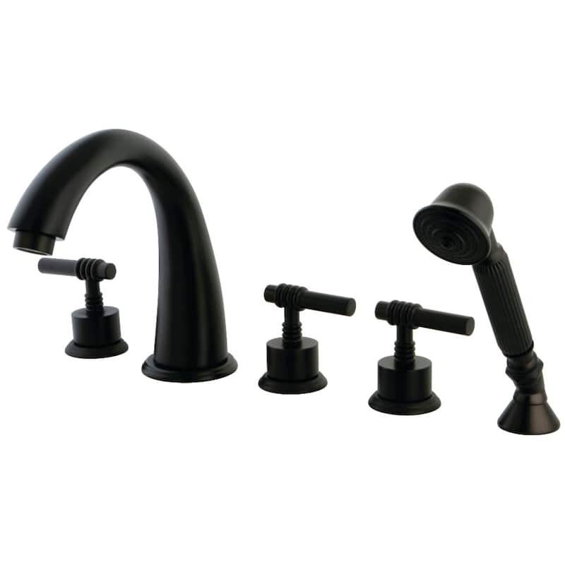 Kingston Brass Manhattan 5-Hole Deck Mount Roman Tub Faucet with Hand Shower