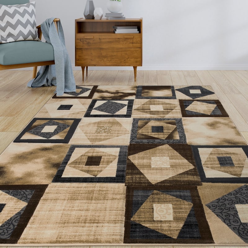 Rhodes Collection Abstract Square Area Rug