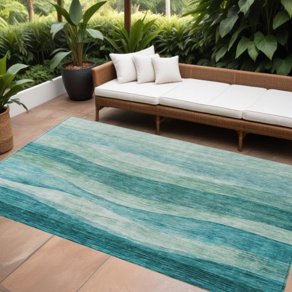 HomeRoots Abstract Transitional Rectangle Outdoor Rug