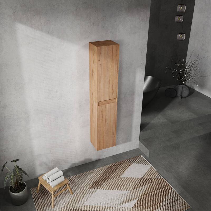 Modern Wall-Mounted Bathroom Side Cabinet with Soft-Close Doors, Floating Design, 6 Storage Compartments, 12-Inch Width