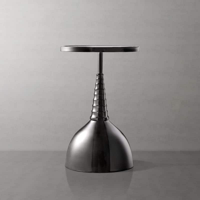 DH LUX Modern 16-inch Metal Round End Table with Pedestal Base by Denhour