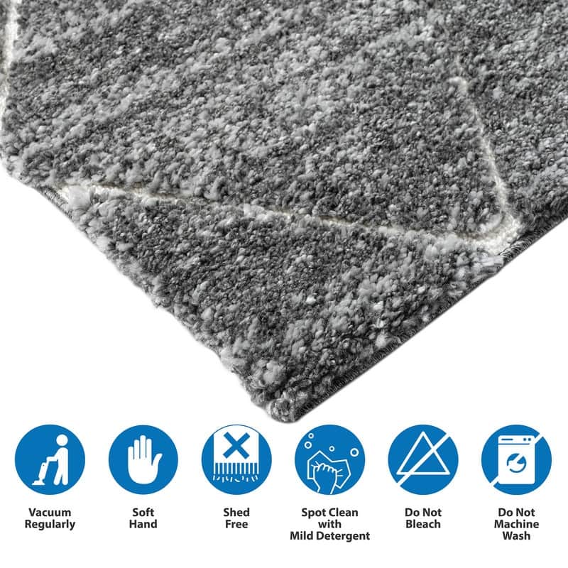 Talas Trellis Area Rug in Grey and Cream - 5'x 7'