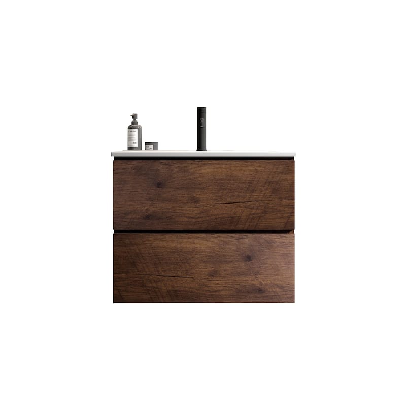 Modern Wall Mounted Bathroom Vanity with Ceramic Sink with 1 Faucet Hole