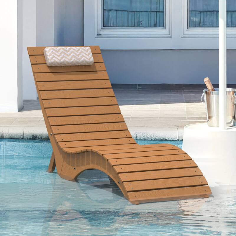 HDPS Water-Resistance Pool Lounge Chair - Teak Color