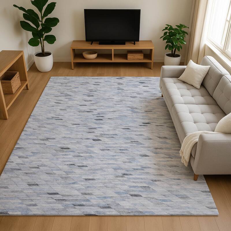 Premium Washable Super Soft Modern Mosaic Mayfield Rug - Blue - 9' x 12'