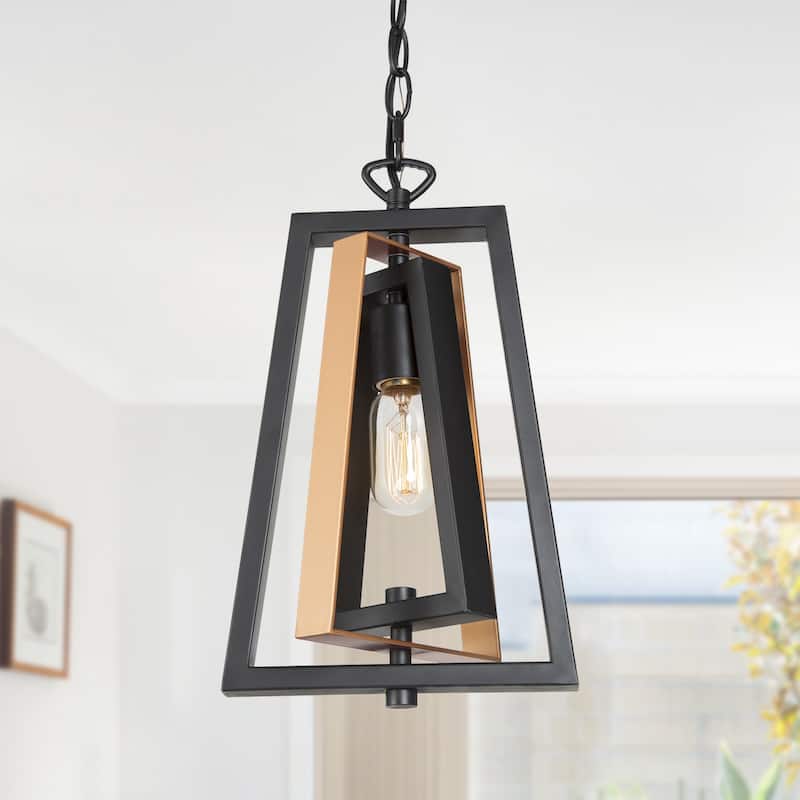 Modern 1-Light Gold&Black Metal Kitchen Island Pendant Lighting Adjustable Frame