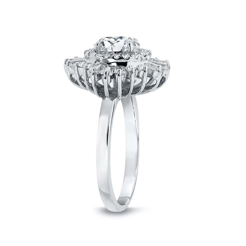 Auriya 14k Gold 1ctw Ballerina Halo Oval Diamond Engagement Ring Certified (G-H, VS1-VS2)