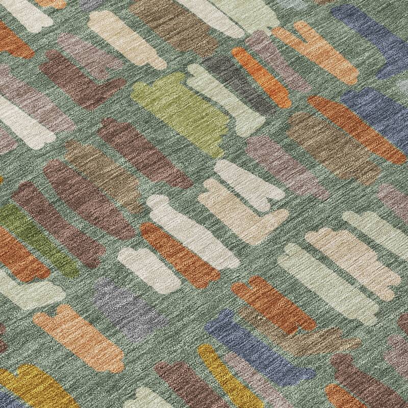 Machine Washable Indoor/ Outdoor Modern Mosaic Chantille Rug