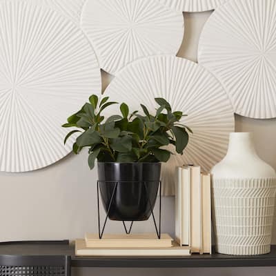 Green Faux Foliage Eucalyptus Artificial Plant with Realistic Leaves and Metal Stand and Black or White Pot