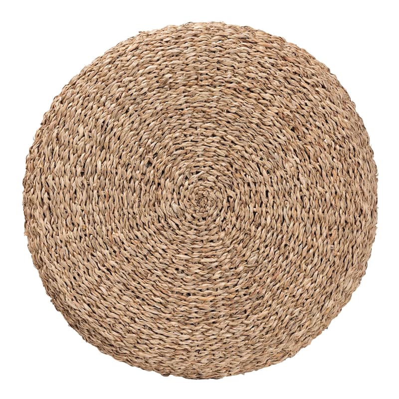 Wickham Modern Bohemian Natural Brown Seagrass Ottoman Footstool