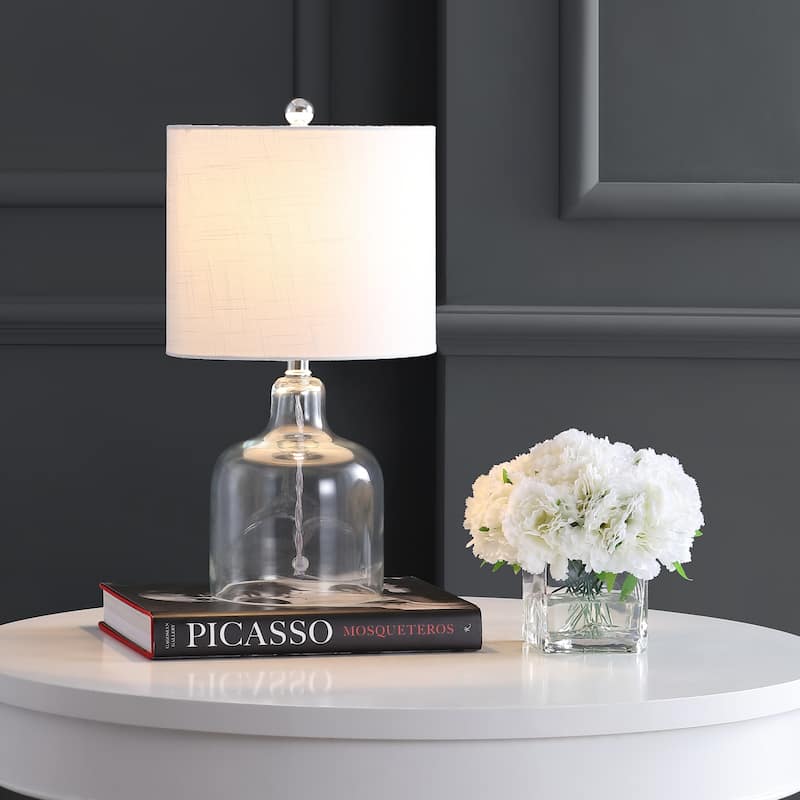 Owen 19" Glass Bell LED Table Lamp, Gold by JONATHAN Y - Clear