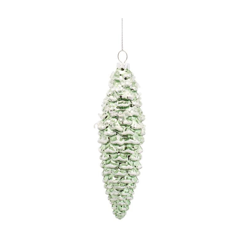 Set of 12 Green Pinecone Christmas Drop Ornaments 8"