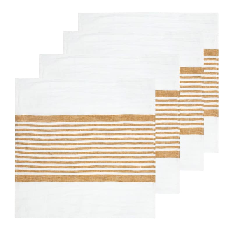 Caravan Brittany Napkins - Set of 4 - White, Mustard