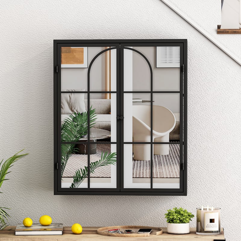 23.62 "Vintage Two Door Wall Cabinet - Black