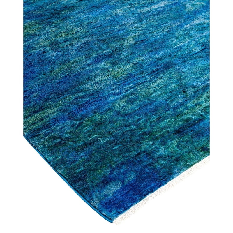 Vibrance, One-of-a-Kind Hand-Knotted Area Rug - Blue, 4' 4" x 10' 3" - 4' 4" x 10' 3"