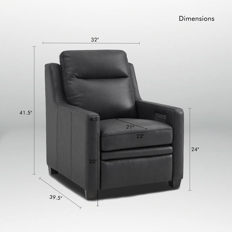 Genuine Leather Recliner Sofa 33" Triple-Motor Power Zero-Wall Reclining Couch with USB&USB-C Port