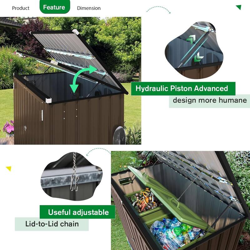 AECOJOY 46 Cu.Ft Horizontal Outdoor Storage Cabinet Box Sheds w/ Lockable Door - 46 Cu. Ft