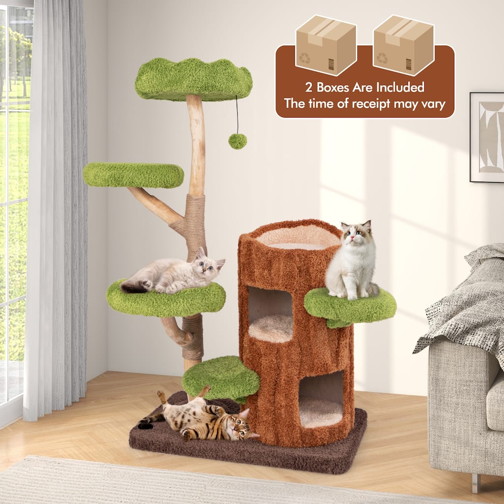 Sturdy Multi-Level Cat Tower with Sisal and Lounging Areas - 31.5" x 19.5" x 55.5"